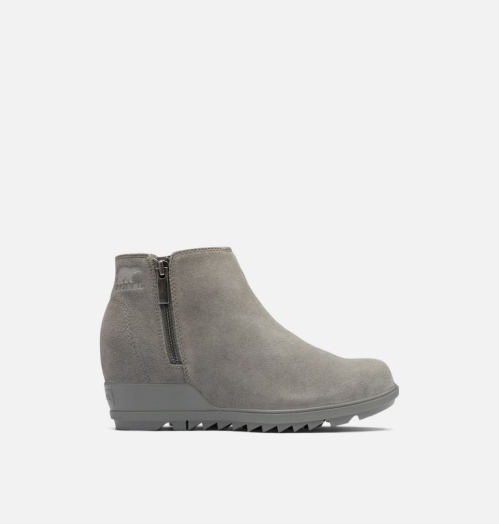 Sorel Evie Zip Wedge Bootie Støvletter med Kilehæl Dame Quarry Sea Salt | TZBEXR-203