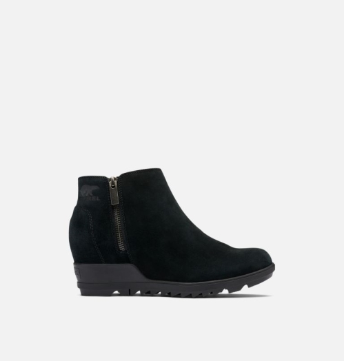 Sorel Evie Zip Wedge Bootie Støvletter med Kilehæl Dame Sort | UZHVLK-195