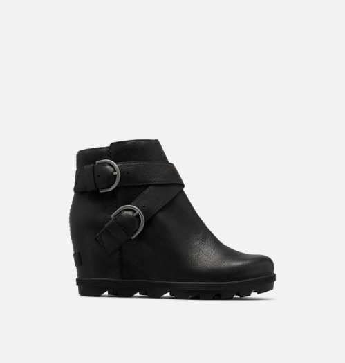 Sorel Joan Of Arctic Wedge II Buckle Bootie Støvletter med Kilehæl Dame Sort | GHYVMB-051