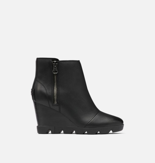 Sorel Joan Uptown Zip Bootie Støvletter med Kilehæl Dame Sort | ANYSEU-041